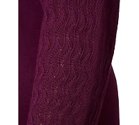 Melissa Paige Plus Pointelle-Yoke 3/4-Sleeve Sweater