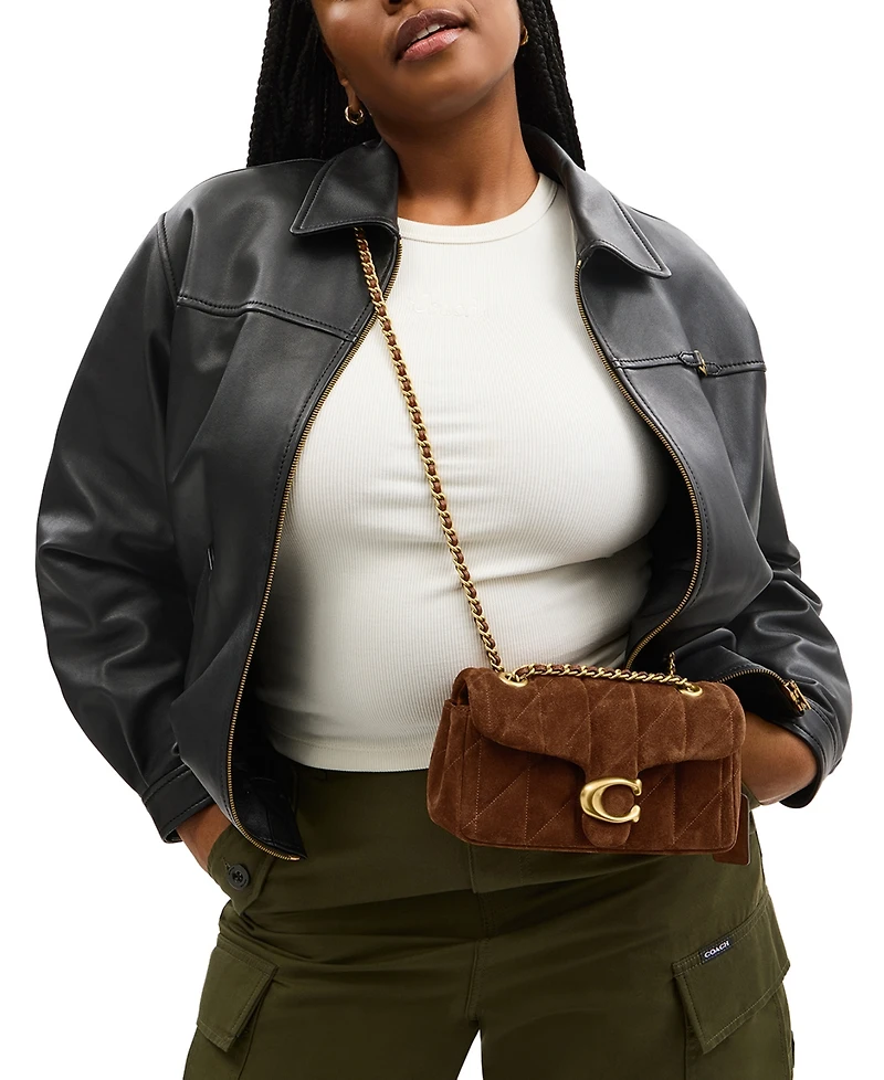 Coach Quilted Tabby Small Suede Shoulder Bag 20