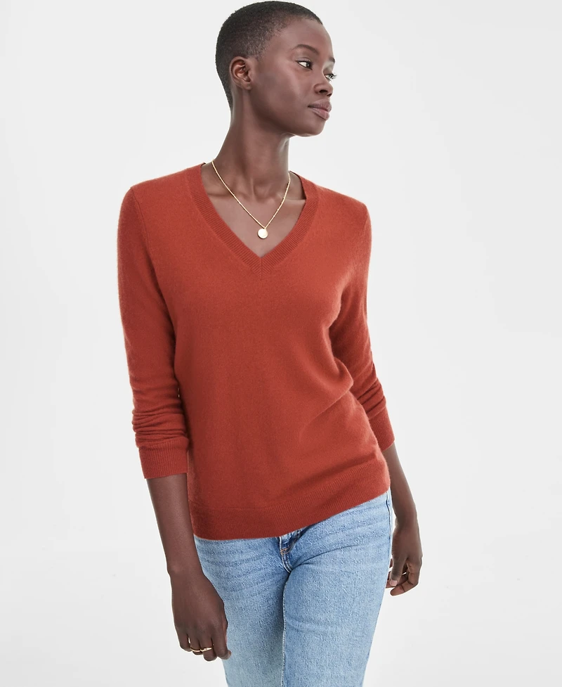 Charter Club 100% Cashmere Women's V-Neck Long-Sleeve Sweater, Macy's Exclusive