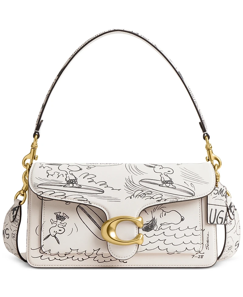 Coach Peanuts Tabby Shoulder Bag with Newspaper Print 26