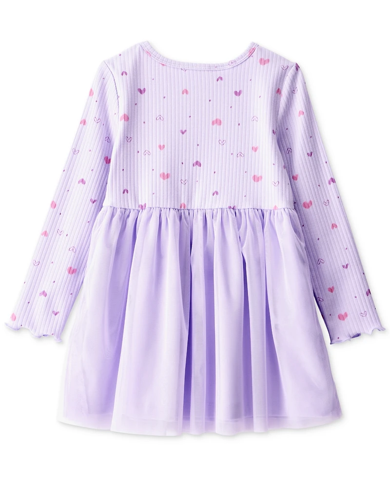 Carter's Toddler Girls Heart-Print Long-Sleeve Tulle Dress