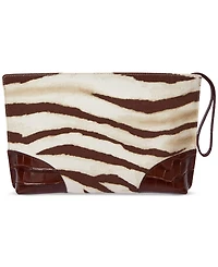 Lauren Ralph Lauren Zebra-Print Canvas & Leather Large Pouch