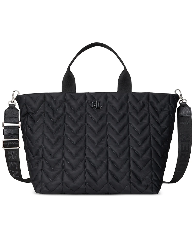 Lauren Ralph Quilted Extra Large Stevie Zip Tote Bag