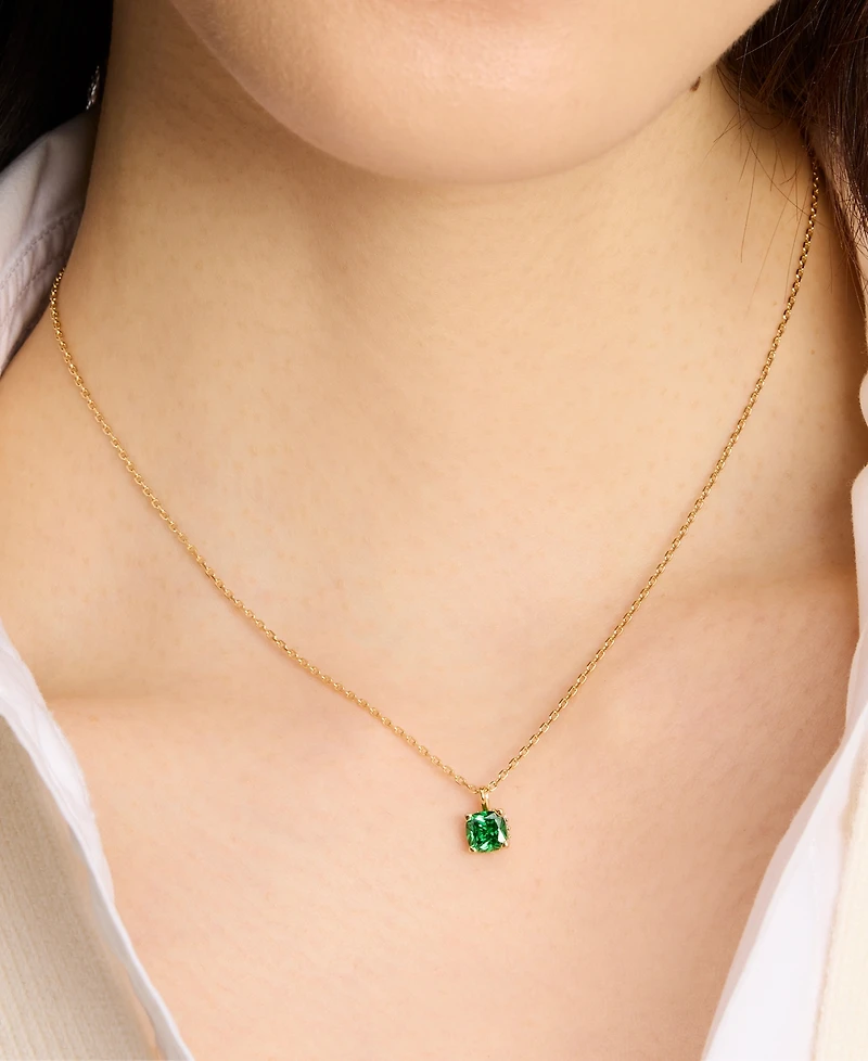 kate spade new york Cubic Zirconia Square Pendant Necklace, 16" + 3" extender
