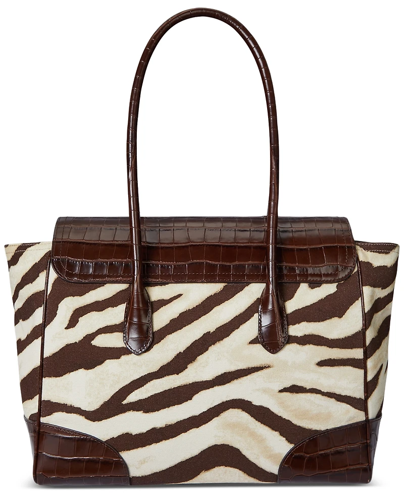Lauren Ralph Lauren Zebra-Print Canvas Extra Large Tanner Satchel