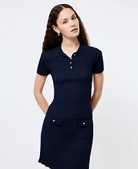 French Connection Women's Ribbed Knit Polo Shirt