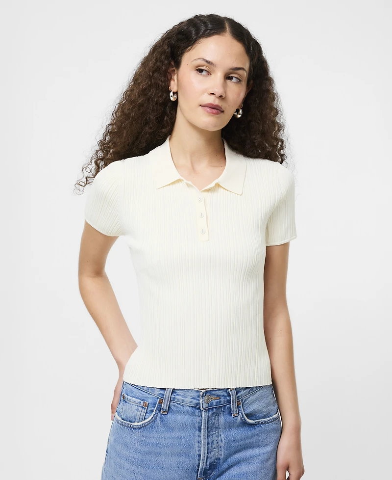 French Connection Women's Ribbed Knit Polo Shirt