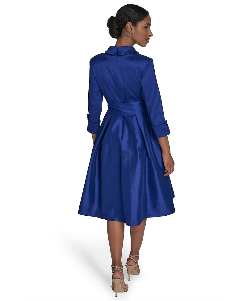 Jessica Howard Petite Belted Taffeta Shirtdress