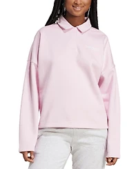 adidas Women's Essentials Linear Fleece Polo Sweatshirt