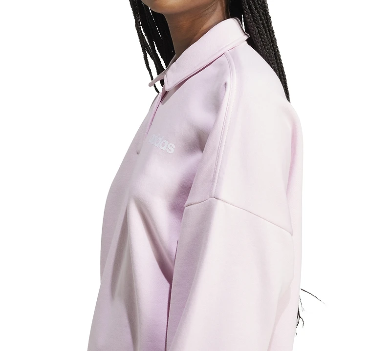 adidas Women's Essentials Linear Fleece Polo Sweatshirt