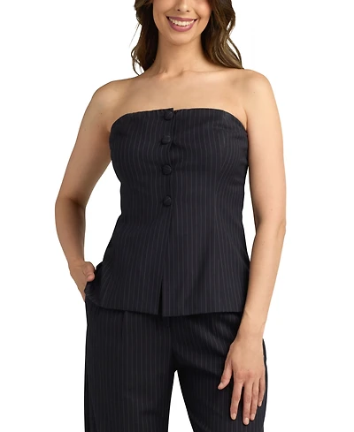 Bcx Juniors' Chalk Stripe Strapless Suit Vest Top