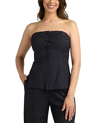 Bcx Juniors' Chalk Stripe Strapless Suit Vest Top