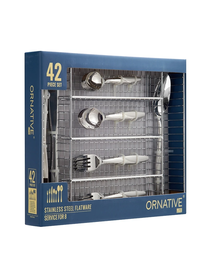 Ornative Anona 42-Pc. Flatware Set with Wire Caddy, Service for 8