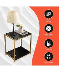 Kings Brand Furniture Lily Side End Table Nightstand with Shelf - Modern & Stylish Bedside Table with Storage Shelf