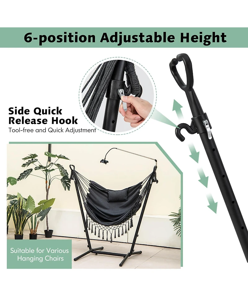 Gymax Hammock Chair with Stand Phone Holder Adjustable Swing Indoor & Outdoor Use
