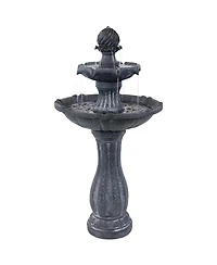 Sunnydaze Decor 45" H Outdoor Arcade 2-Tier Solar Water Fountain with Battery Backup and Led Light