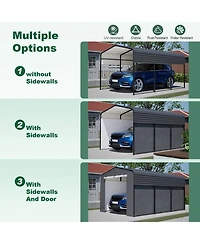 Mondawe 10x15FT Heavy Duty Metal Carport - Galvanized Steel Vehicle Shelter with Uv Cover