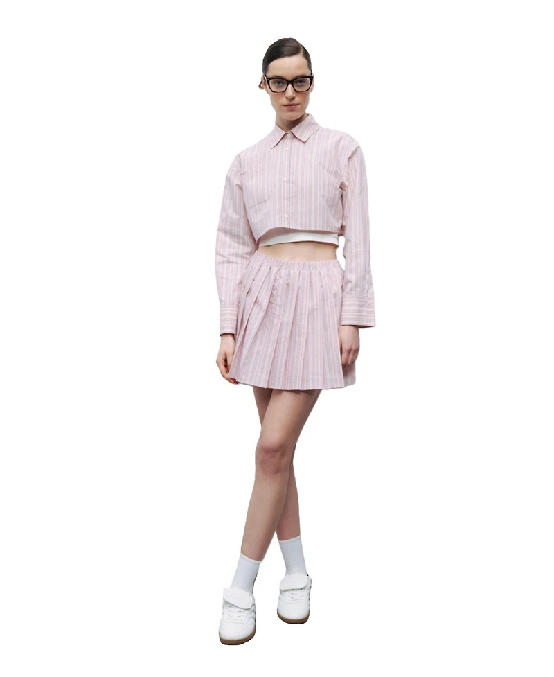 Nocturne Women's Striped Pleated Mini Skirt