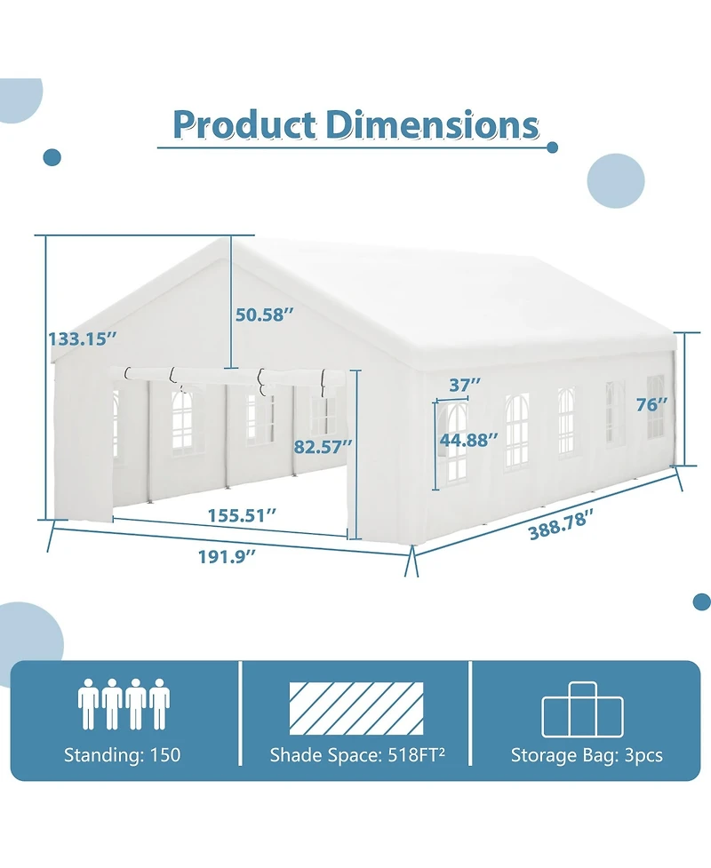 Mondawe 16x32FT Heavy Duty Party Tent - Commercial Outdoor Event Shelter