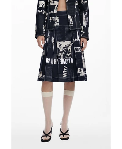 Desigual Women's Midi skirt with newspaper pleats