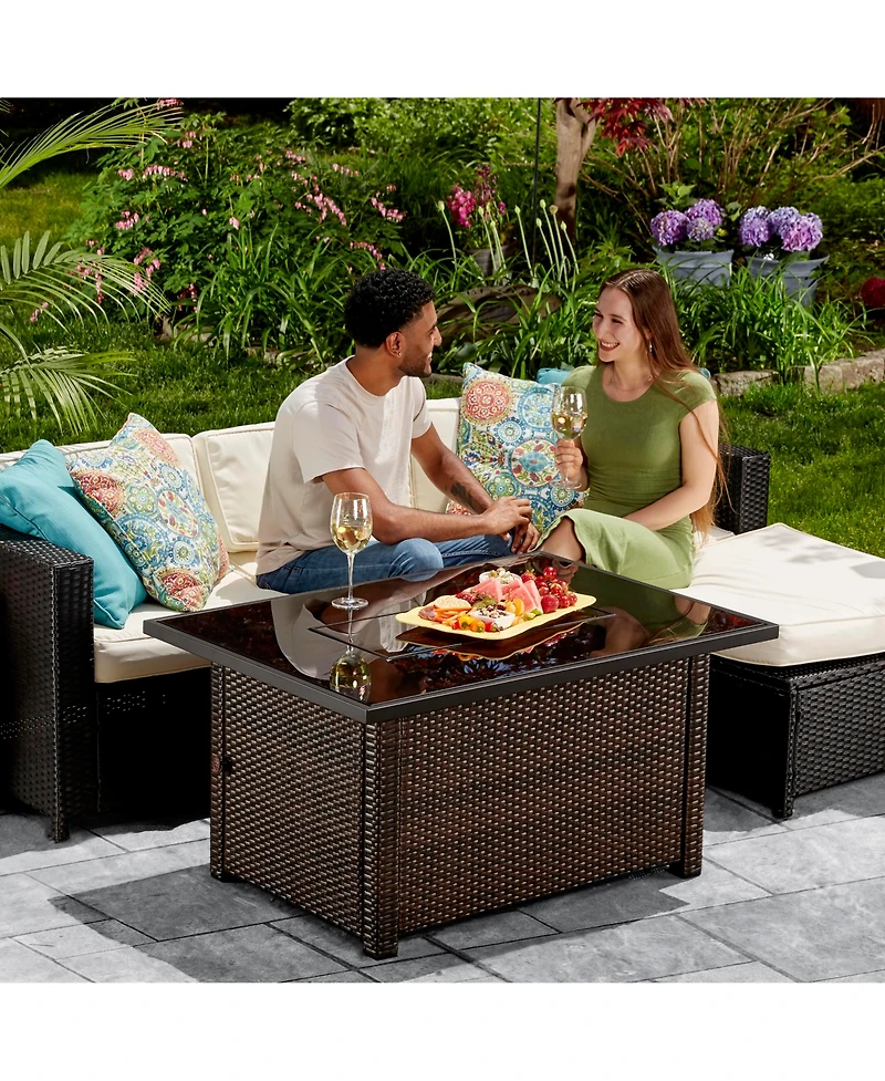 Endless Summer 40,000 Btu Rectangular Lp Gas Outdoor Fire Pit Table, Brown/Black
