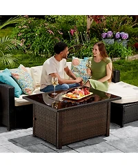 Endless Summer 40,000 Btu Rectangular Lp Gas Outdoor Fire Pit Table, Brown/Black