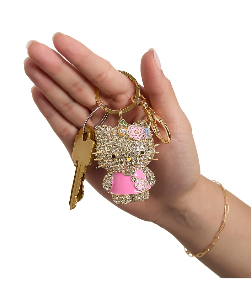 Sally Rose Hello Kitty Pink Keychain Official License, Multicolored Pave Crystal Sanrio Keychain with Lobster Clip