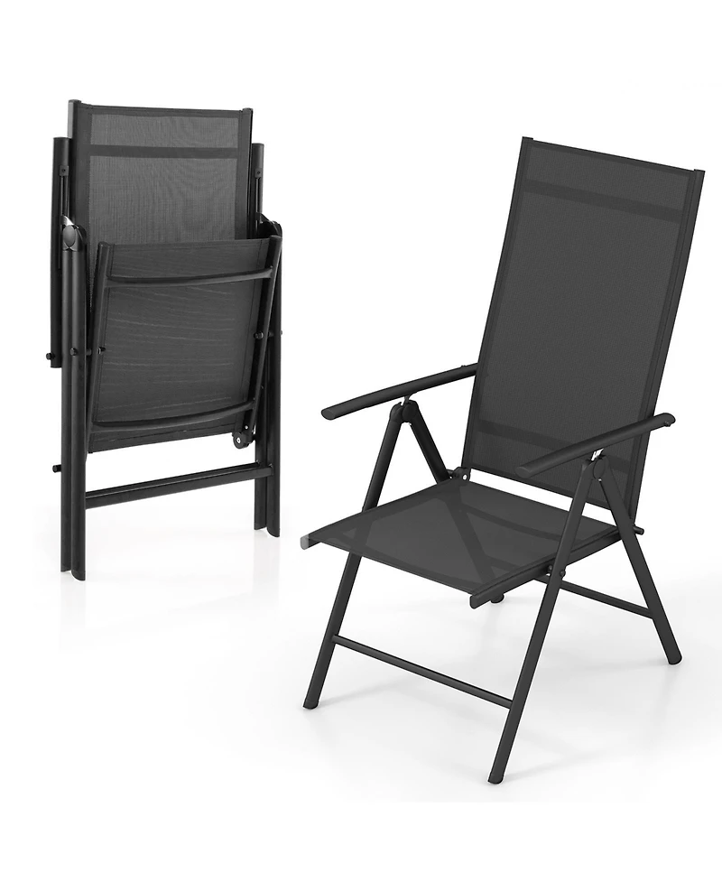 Gymax 4PCS Patio Folding Dining Chair w/ 7-Level Adjustable High Backrest for Garden