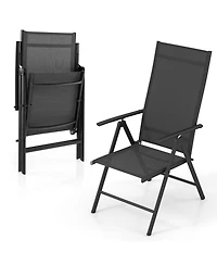 Gymax 4PCS Patio Folding Dining Chair w/ 7-Level Adjustable High Backrest for Garden