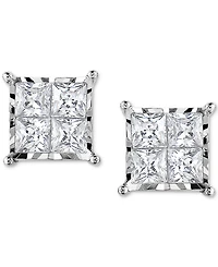 TruMiracle Diamond Princess Quad Stud Earrings (2 ct. t.w.) in 14k White Gold
