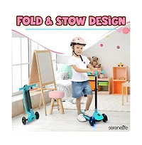3-Wheel Foldable Kids Scooter - Child Toy Scooter with Built-in Led Wheel Lights