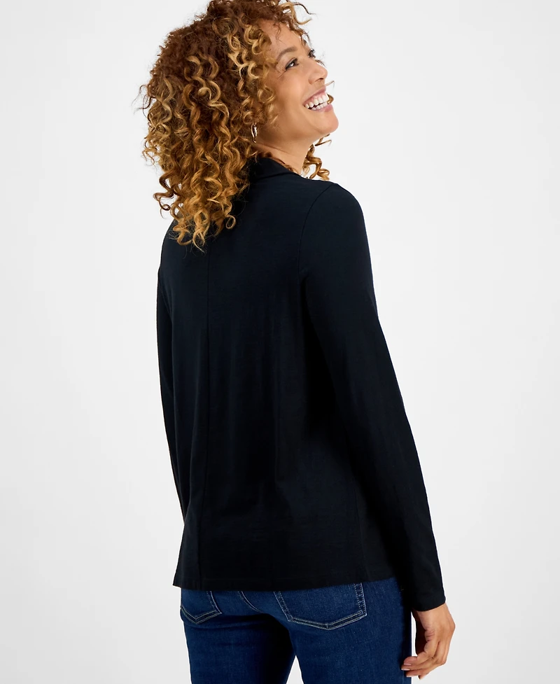 Style & Co Women's Collared V-Neck Long-Sleeve Knit Top, Exclusively at Macy's