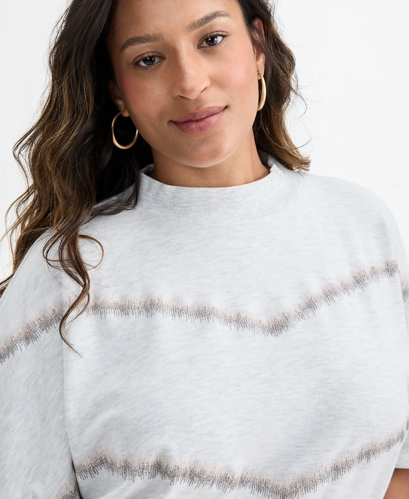 Democracy Plus Elbow-Sleeve Mock-Neck Top