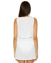 Becca Women's Breezy Basics Slub Knit Tunic Swim Cover-Up