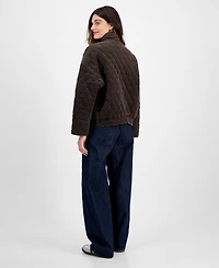 CoffeeShop Juniors' Quilted Corduroy Zip-Front Coat