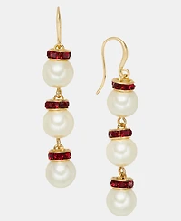 Stone & Imitation Pearl Linear Drop Earrings