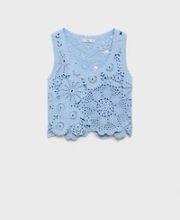 Mango Women's Flowers Crochet Top