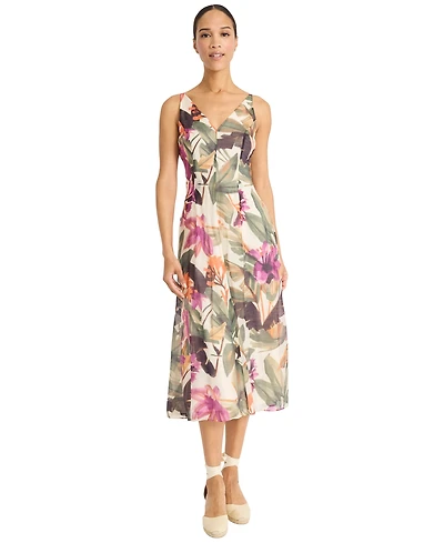 Maggy London Women's Printed Voile Sleeveless A-Line Dress