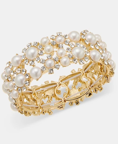 Charter Club Crystal & Imitation Pearl Statement Stretch Bracelet
