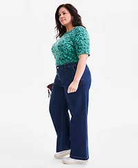 Style & Co Plus High Rise Wide-Leg Jeans, Macy's Exclusive