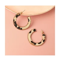 Sohi Women's Metallic Animal Print Hoop Earrings