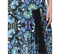 Avec Les Filles Women's Lace Trim Handkerchief Hem Skirt