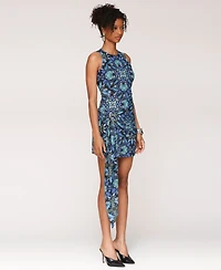 Avec Les Filles Women's Printed Asymmetric-Drape Sleeveless Mini Dress