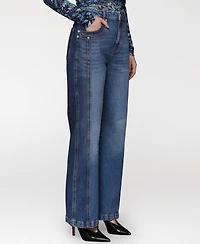 Avec Les Filles Women's Two-Tone Flared Jeans