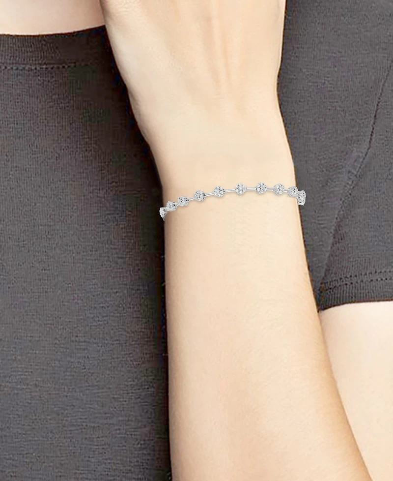 Diamond Clover Tennis Bracelet (2 ct. t.w.) in 10k White Gold, Exclusively at Macy's