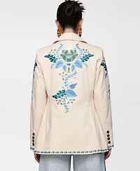 Avec Les Filles Women's Embroidered Double-Breasted Blazer