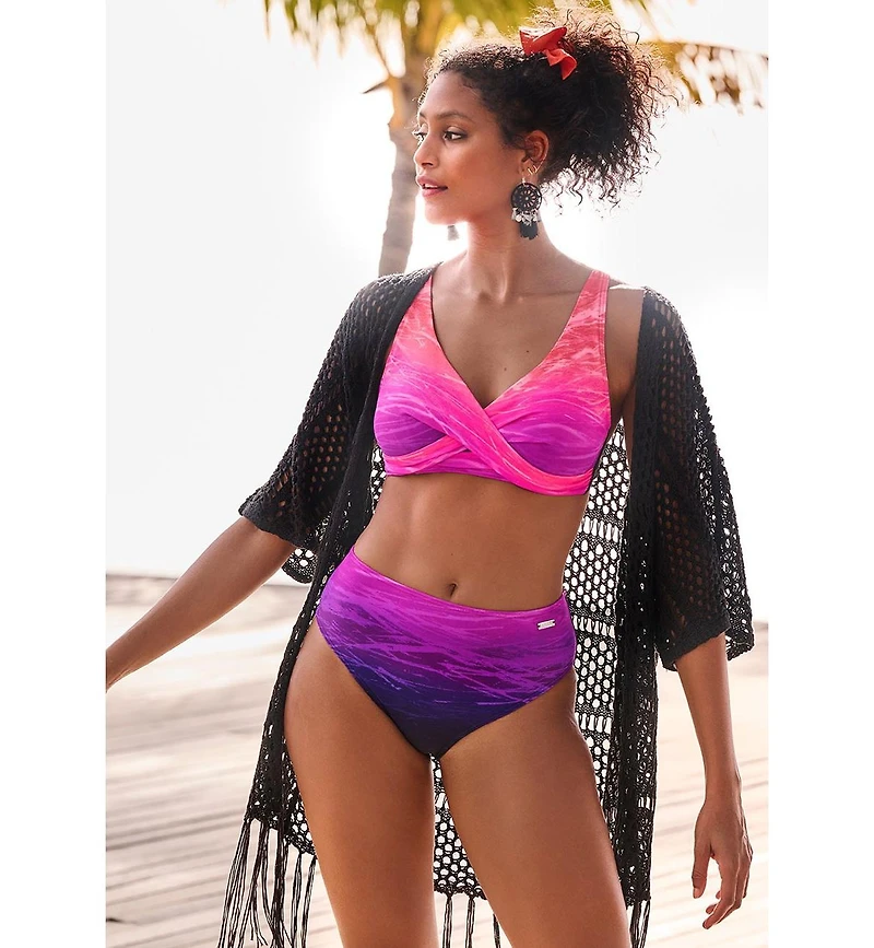 Lascana Women's Printed Mid Rise Bikini Swimsuit Bottom