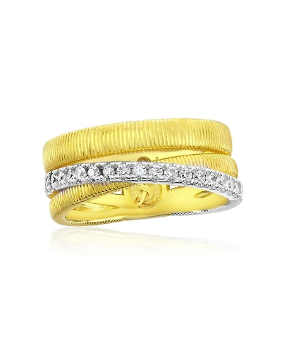 Suzy Levian Golden Helix Sterling Silver Cubic Zirconia Coil Overlapping Ring