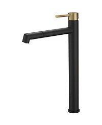 Greenspring Single Hole Handle Bathroom Vessel Sink Faucet With Supply Hose Black Gold