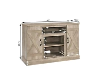 American retro Console Cabinet with 18" Electric Fireplace Insert with Open and Closed Storage Space